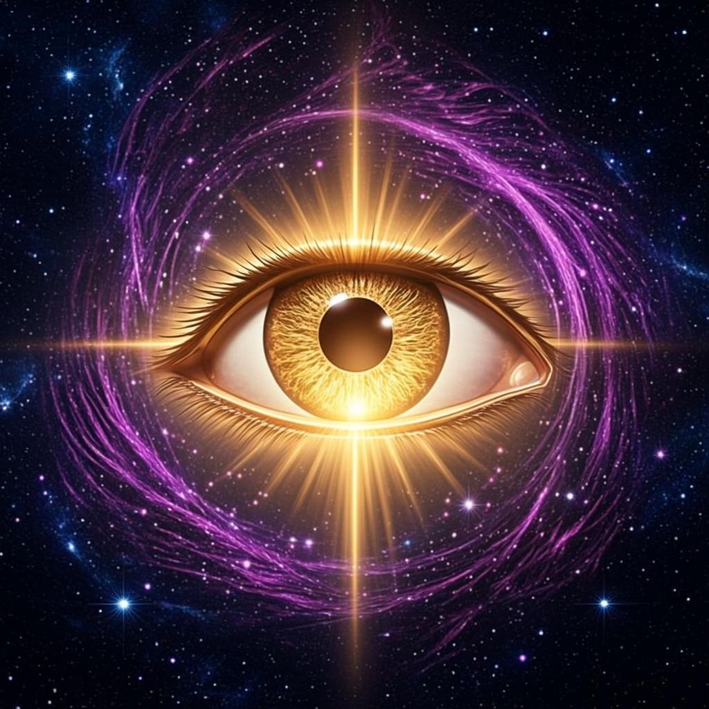 Œil de l'intuition brillant d'une lumière dorée